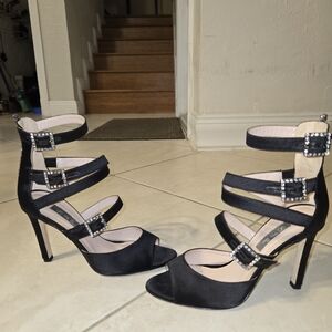SJP Black Satin dress heels